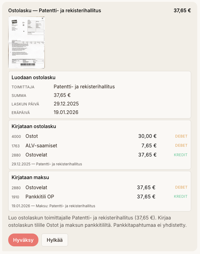 Jounarin saapuneet-näkymä